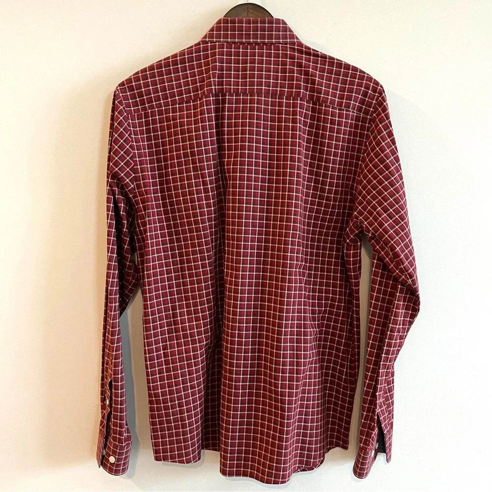 Banana Republic Men’s Slim Fit Stretch Soft Wash Red Check Button Down M